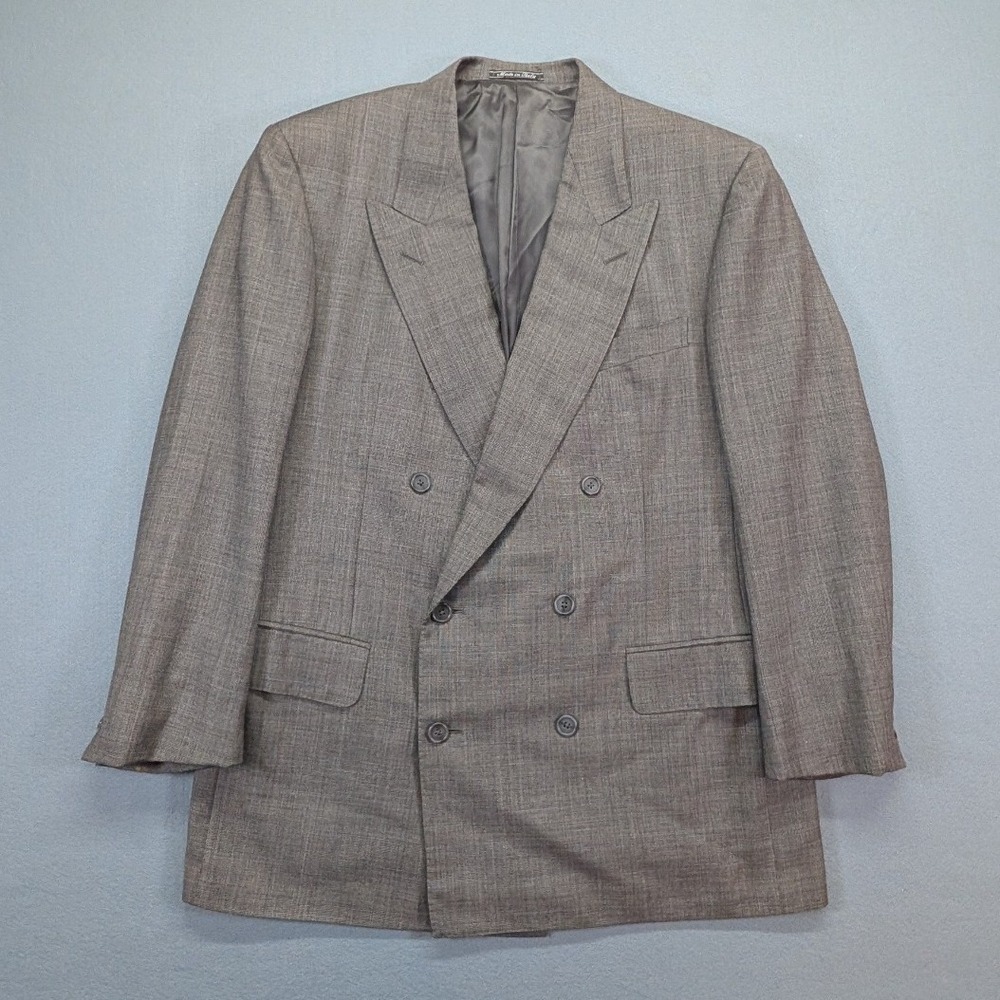 Ermenegildo Zegna Blazer Mens 42R Grey Wool Cashmere Plaid Double Breasted